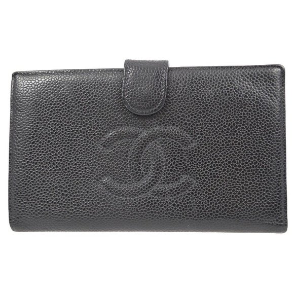 Authenticity Guarantee Chanel Black Caviar Long Wallet Purse - Picture 1 of 9